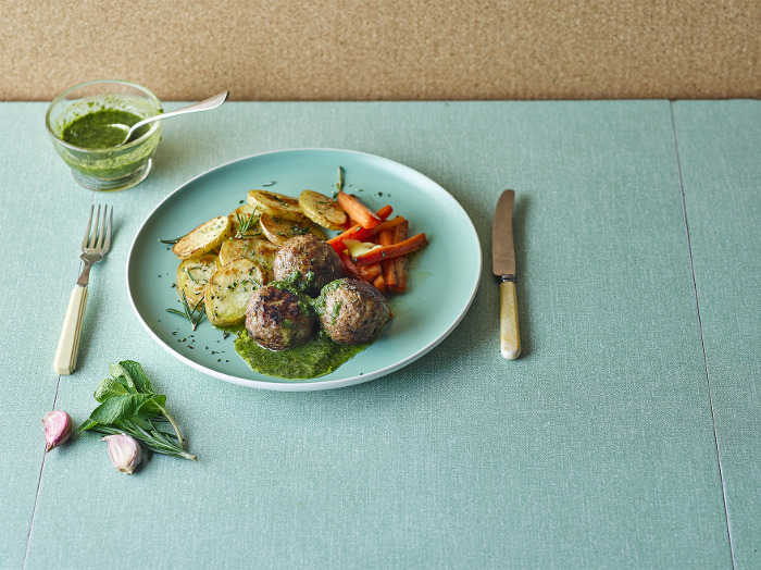 Rosemary Lamb Meatballs & Mint Sauce