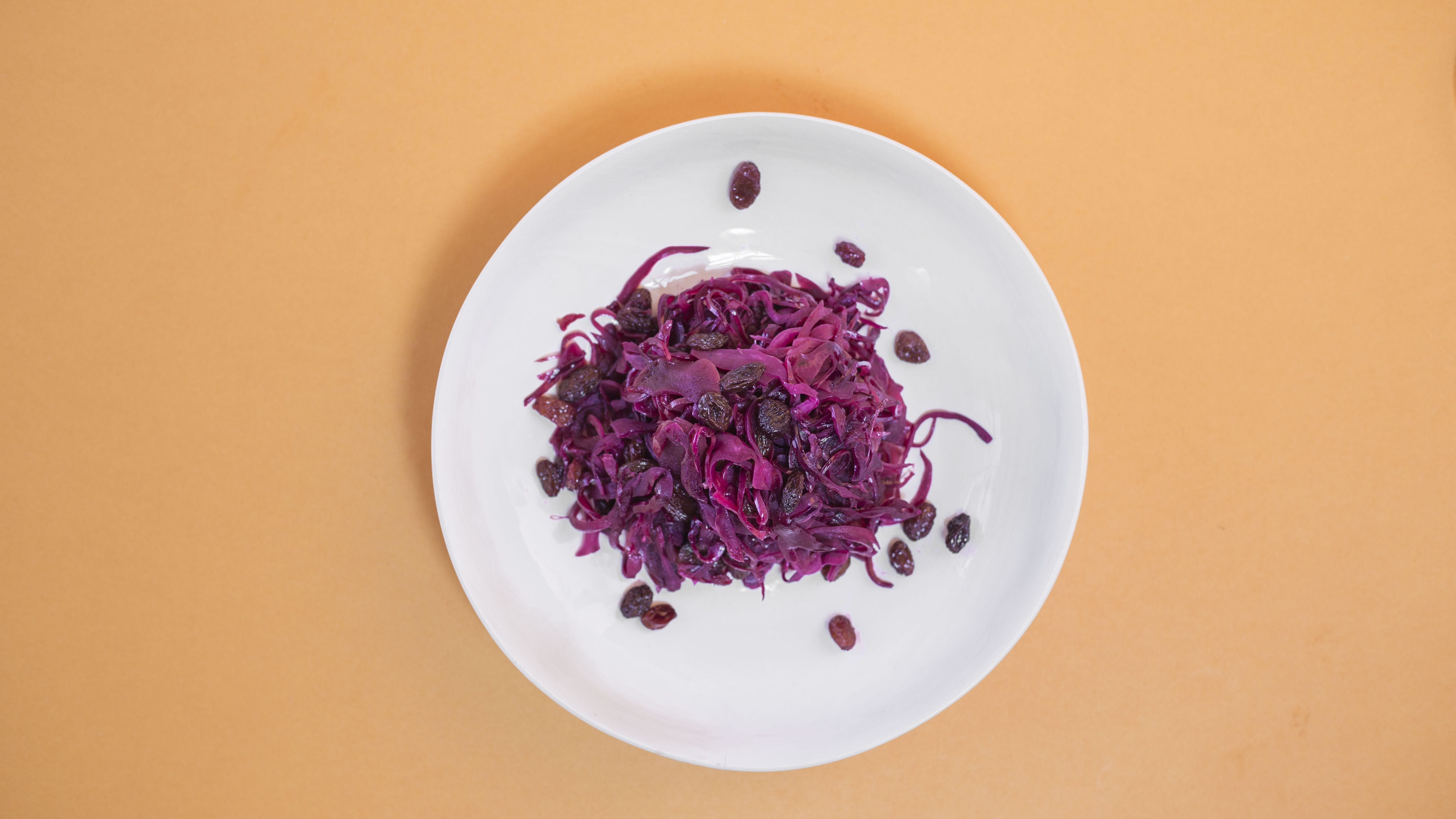 Braised Red Cabbage, Apples, Balsamic and Sultanas recipe