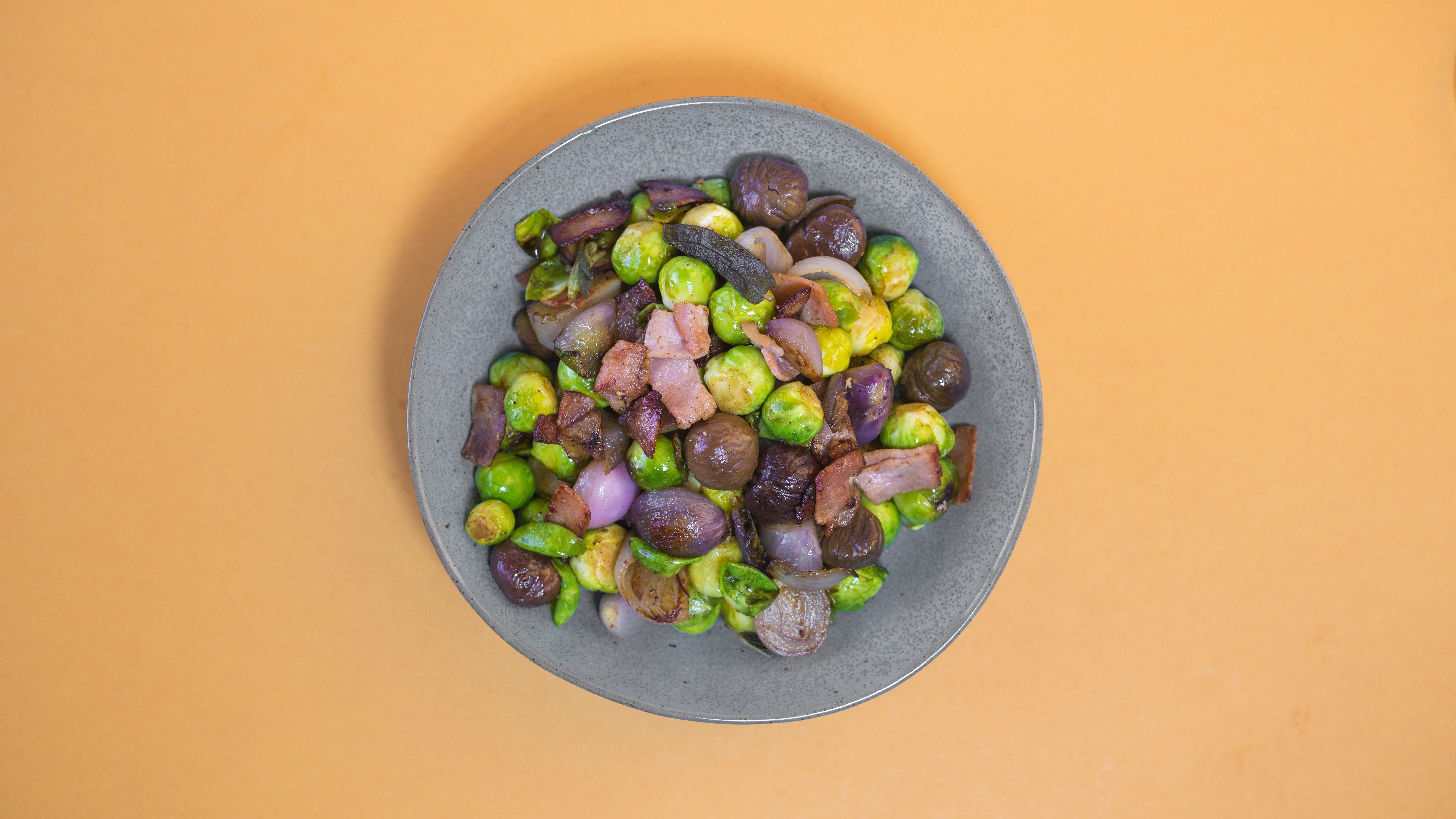 Sprouts, Shallots, Chestnuts and Bacon recipe