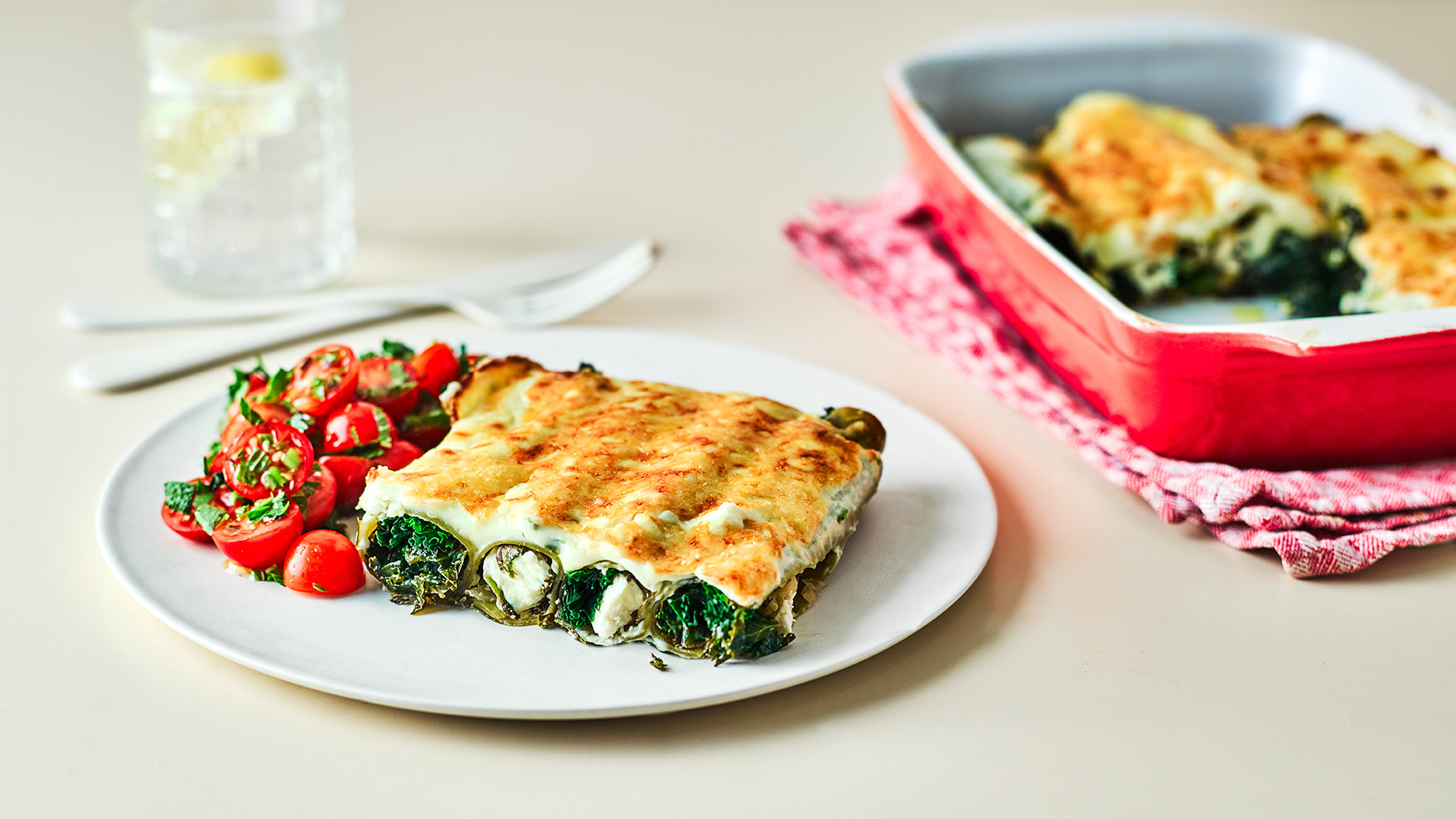 feta and cale canneloni bechemel white sauce