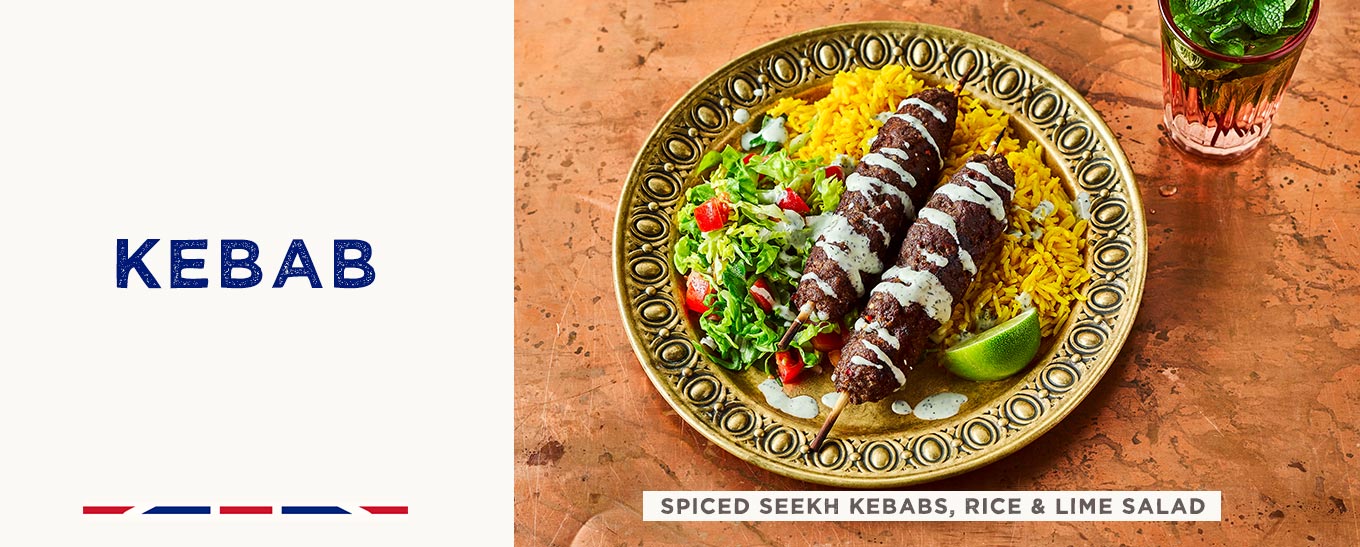 Spiced Seekh Kebabs, Rice & Lime Salad